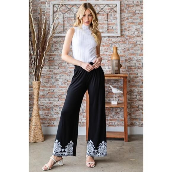 nwt Heimish Full Size Solid Damask Casual Pants Plus Size - Picture 13 of 14